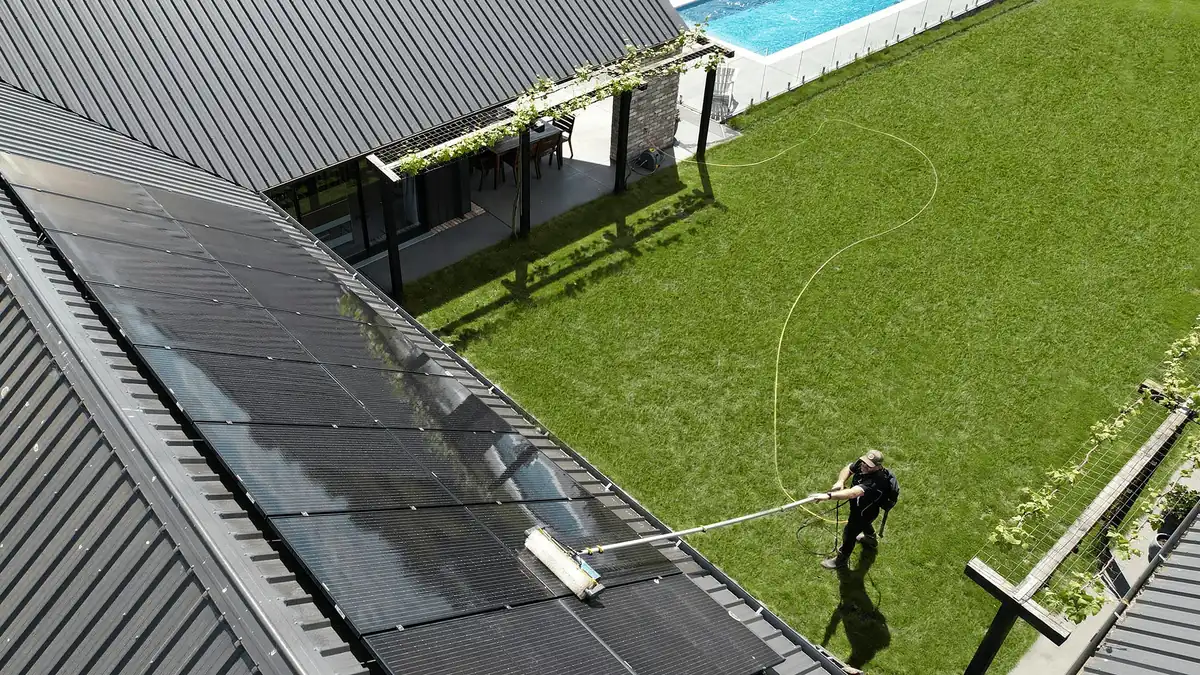 An Energy Point specialist inspecting a solar energy system